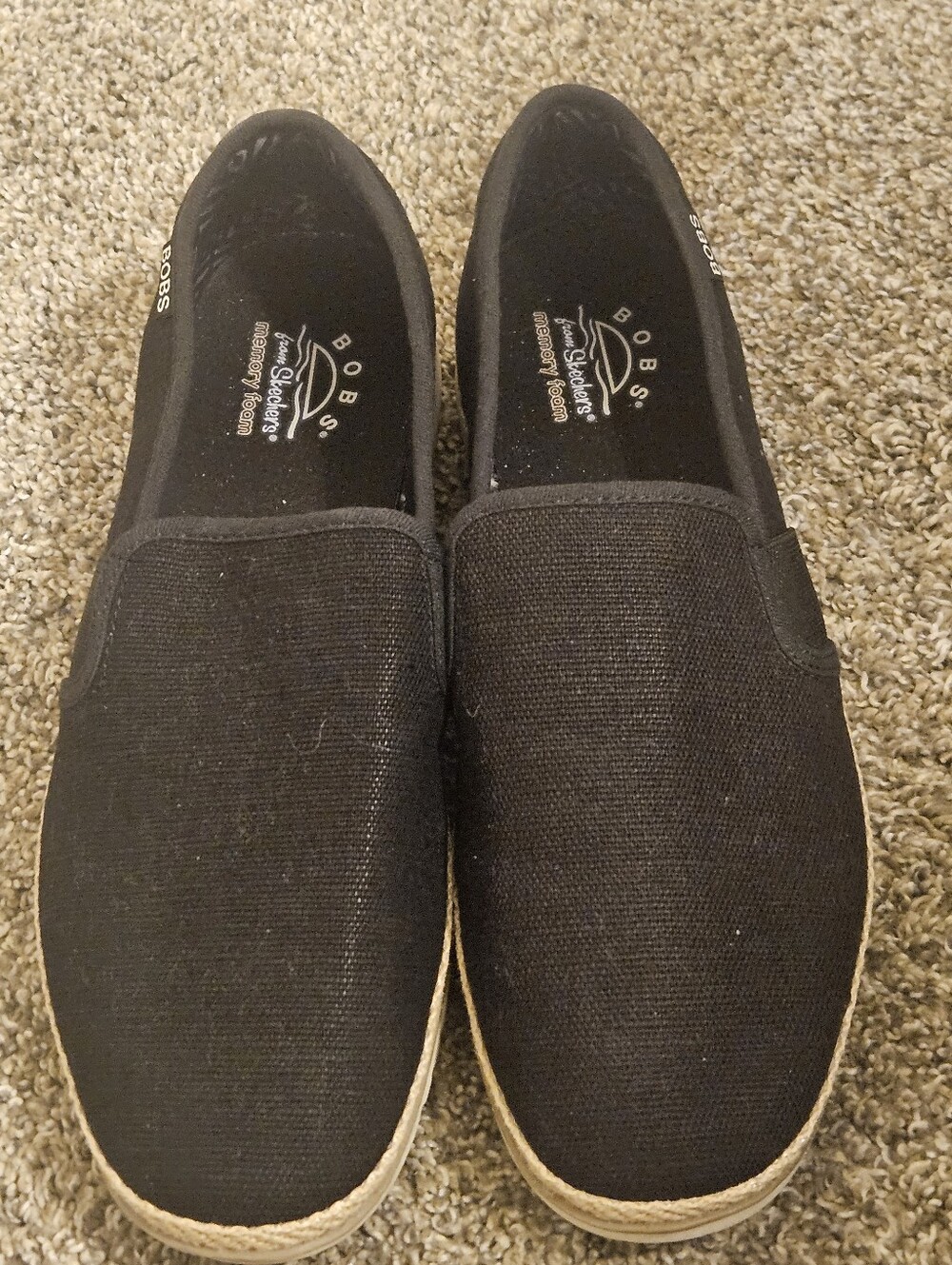 Bobs Skechers Womens Black Canvas Slip‑On Shoes Size 11